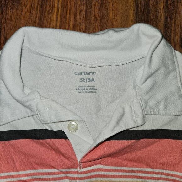 5 For $25 Carter's Striped Collared Polo Tee Toddler Size 3T - Picture 2 of 4